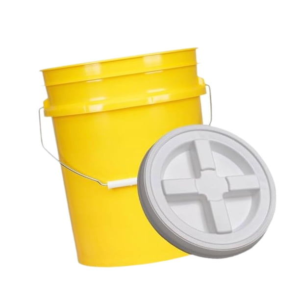 Cubo de 20 litros reutilizable, multifuncional y apilable para almacenar alimentos con tapa Amarillo