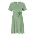 thumbnail image 5 of Mingw Womens Beach wear DressSkin Friendly Stretchable Short Sleeve Round Neck Shirt Dress Casual Belted Dress Solid Color Loose Mini Dresses XXL, 5 of 6