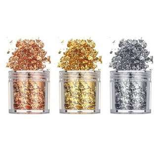 Gold Flakes for Resin, 3 Bottles Metallic Foil Flakes 5g per