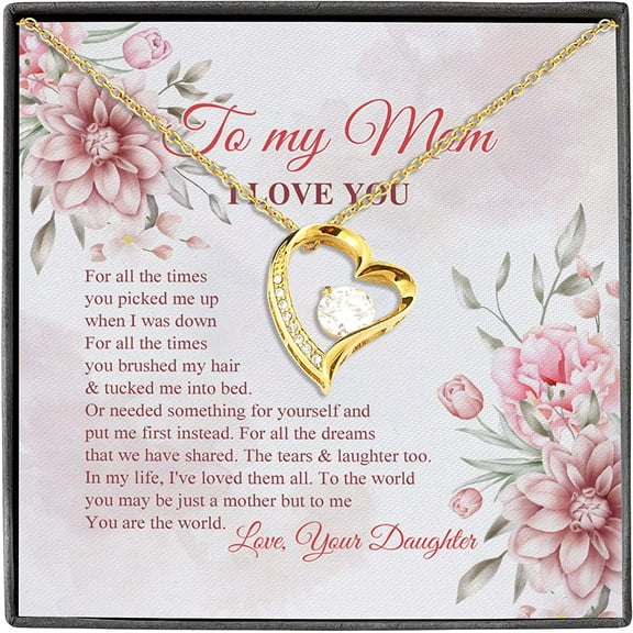To My Mom I Love You To Me You Are the World Mother Daughter ever Love Pendant Necklace, White Forever Love Necklace