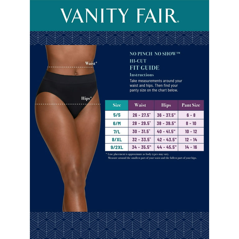 Vanity Fair Women's No Pinch No Show Seamless Hi-Cut Underwear, 3 Pack 