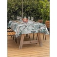thumbnail image 3 of Outdoor Tablecloths with Umbrella Hole & Zipper, Palm Leaves 54x80 Inch Tablecloth Rectangle, Turquoise Tropical Leaf Botanical Retro Spring Waterproof Table Cloth, Patio/Pool/Picnic Table Covers, 3 of 8