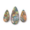thumbnail image 2 of 10sets Regalite/Imperial Jasper/Sea Sediment Jasper Pendants with Iron teardrop Colorful 36~50x15~21x6~7mm Hole: 1mm 3pcs/set, 2 of 2