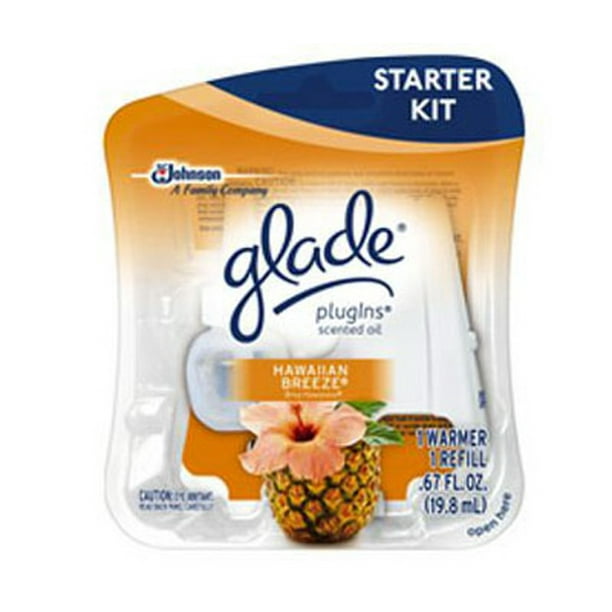 Glade Plug Ins Hawaiian Breeze Scented Oil Starter Kit With Warmer & R