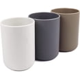 thumbnail image 1 of Juego de 3 vasos para cepillos de dientes, juego de vasos para cepillos de dientes, vasos de plástico, para adultos, jóvenes y niños (300 ml, blanco, gris, marrón), 1 of 7