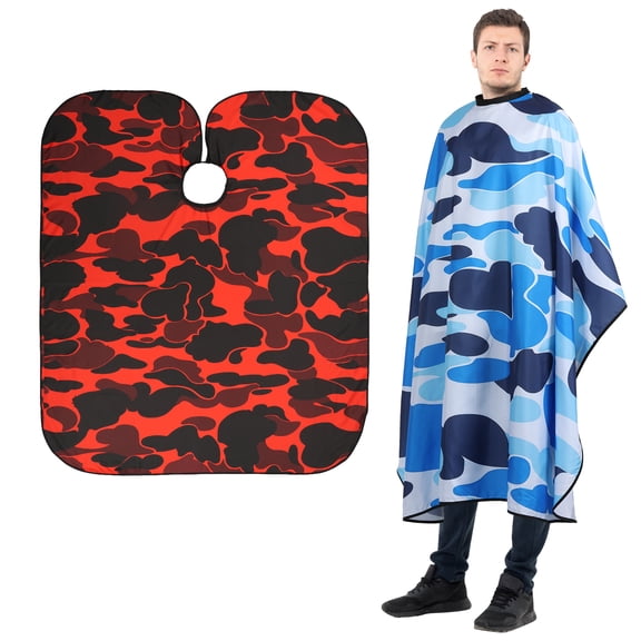 2Pcs Camouflage Print Hair Trimming Barber Cape Wear Resistant Waterproof Salon Color Cape With Snap Closure for Barbers Hair Stylists Hairdressers