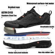 ulogu Waterproof Steel Toe Shoes for Men Lightweight Non-Slip Sneakers Puncture Proof Shoes (Men Size 7.5, Black)