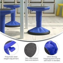 Adjustable Height Kids Active Stool - Flexible Blue Stool for Classroom and Home - Non-Skid Bottom - Rubberized Seat - 14" - 18" Seat Height