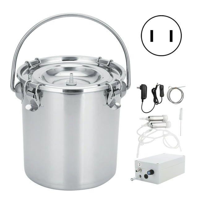 Electric Milking Machine, Adjustable Pulsator Electric Vacuum Pulsation Pump Milker Milking Machine With Pair Of Milk Liner Tube For Household For Farm US Plug