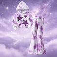 thumbnail image 2 of KEXE Little Girls Tie‑Dye Hoodie Set Star Long‑Sleeve Cropped Hooded Sweatshirt Flare Pants, 2 of 9