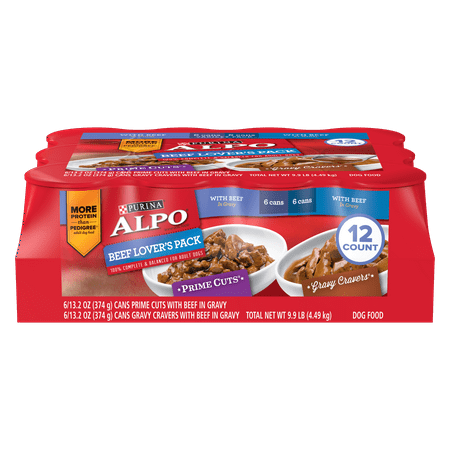 Purina ALPO Gravy Wet Dog Food Variety Pack, Beef Lover's - (12) 13.2 oz. (Best Low Cal Dog Food)