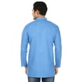 thumbnail image 3 of Indian Clothing Fashion Shirt Mens Embroidered Short Kurta Cotton (Blue, XL), 3 of 5