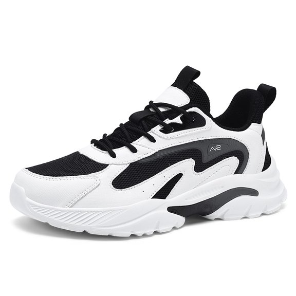 Men's Breathable Mesh & Synthetic Casual Sneakers, Lightweight Lace-Up Dad Shoes with Chunky Sole, Non-Slip Footwear for Walking, Running, and Everyday Wear