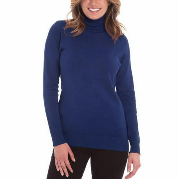 JOSEPH A. Women's Long Sleeve Turtle Neck Sweater (Navy, Medium)