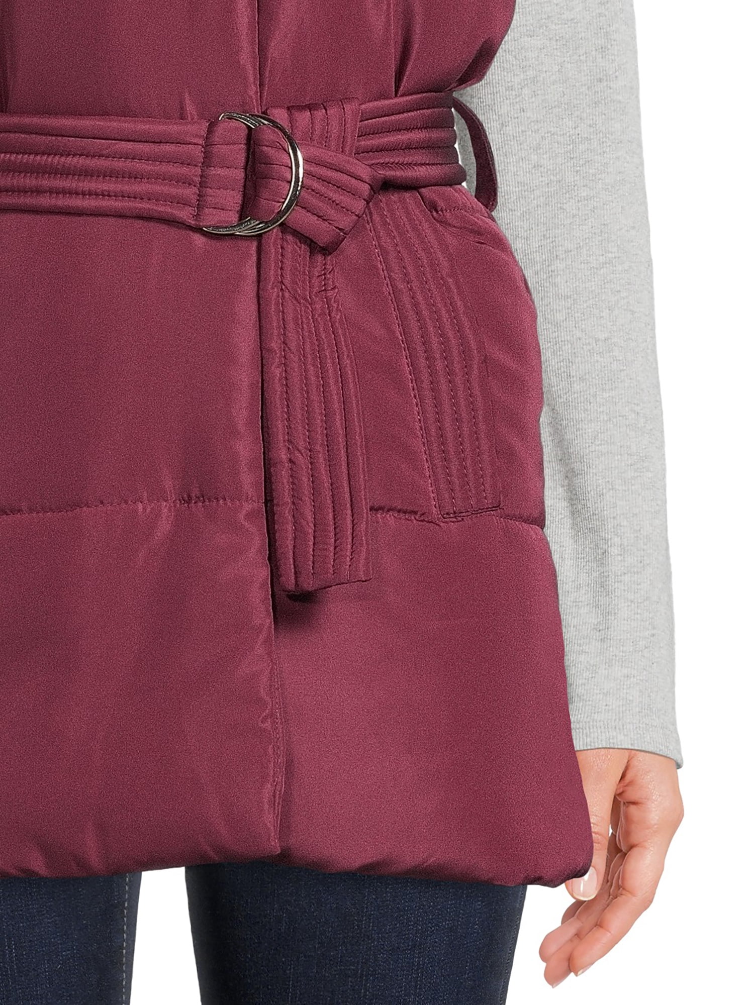 Jason Maxwell Women's Belted Puffer Vest with Hood