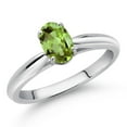 thumbnail image 2 of Gem Stone King 10K White Gold Green Peridot Solitaire Engagement Ring for Women (0.90 Cttw, Oval 7X5MM, Gemstone August Birthstone, Size 7), 2 of 4