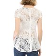 thumbnail image 4 of MODA NOVA Juniors Round Neck Cap Sleeves High Low Hem Lace A Line Peplum Blouse, 4 of 7