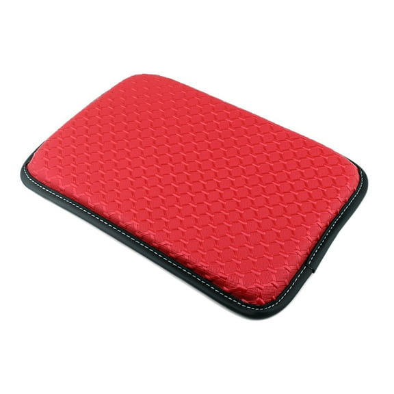 Car Armrest Pad Center Console Cover Leather Armrest Box Mat Memory Foam Arm Rest Cushion for SUV Truck Vehicle Red