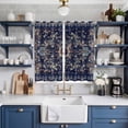 thumbnail image 2 of Navy Blue Boho Kitchen Curtains 63 Inch Length, Abstract Art Ethnic Vintage Geometric Grommet Top Bedroom Living Room Curtains, Light Filtering Cafe Curtain Drapes 2 Panels Set 84''x63'', 2 of 9