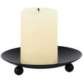 thumbnail image 4 of Portavelas con placa de hierro negro, plato decorativo para vela de pilar de hierro, juego de 2, 4,37 x 0,78 pulgadas, soporte para vela de pedestal para velas LED y de cera, conos de incienso, spa, bodas (2 piezas) Rojo Verde, 4 of 5