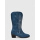thumbnail image 1 of ROMWE Hippie Women's Fashionable Pure Color Western Cowboy Boots With Embroidery And Pointed Toe, Black, 1 of 4