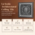thumbnail image 6 of 223 - La Scala 2 ft. x 2 ft. PVC Glue-up or Lay in Ceiling Tile in Antique Silver (400 Sq.ft / Pack) - 50 Pieces, 6 of 23