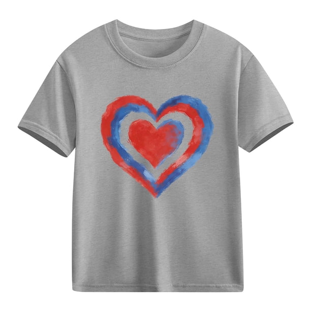 Blusas y camisas de manga corta con cuello redondo para niños y niñas, camisetas gráficas de manga corta, blusas con estampados bonitos para la temporada escolar.