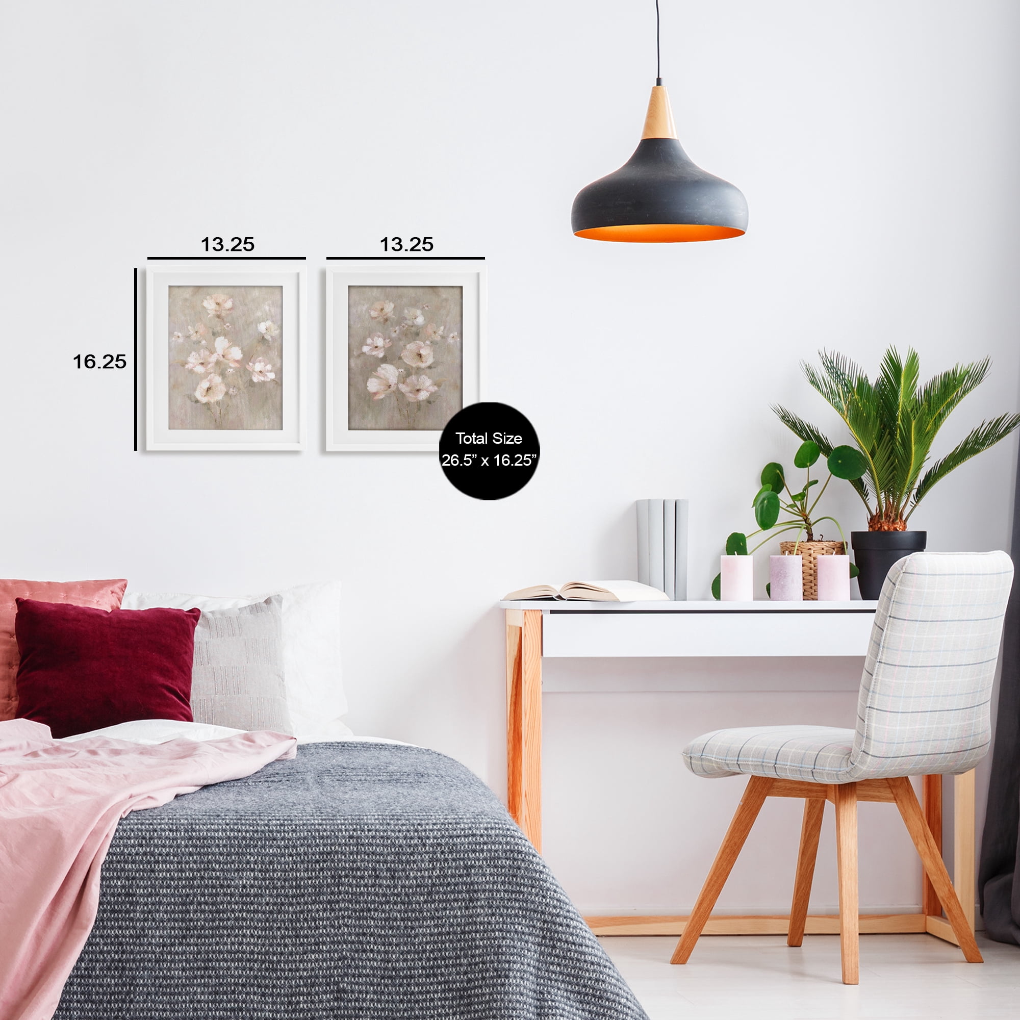 Stupell Industries Arranged Blush Blossoms 2 Piece White Framed Print Under Glass Set, design by Carol Robinson