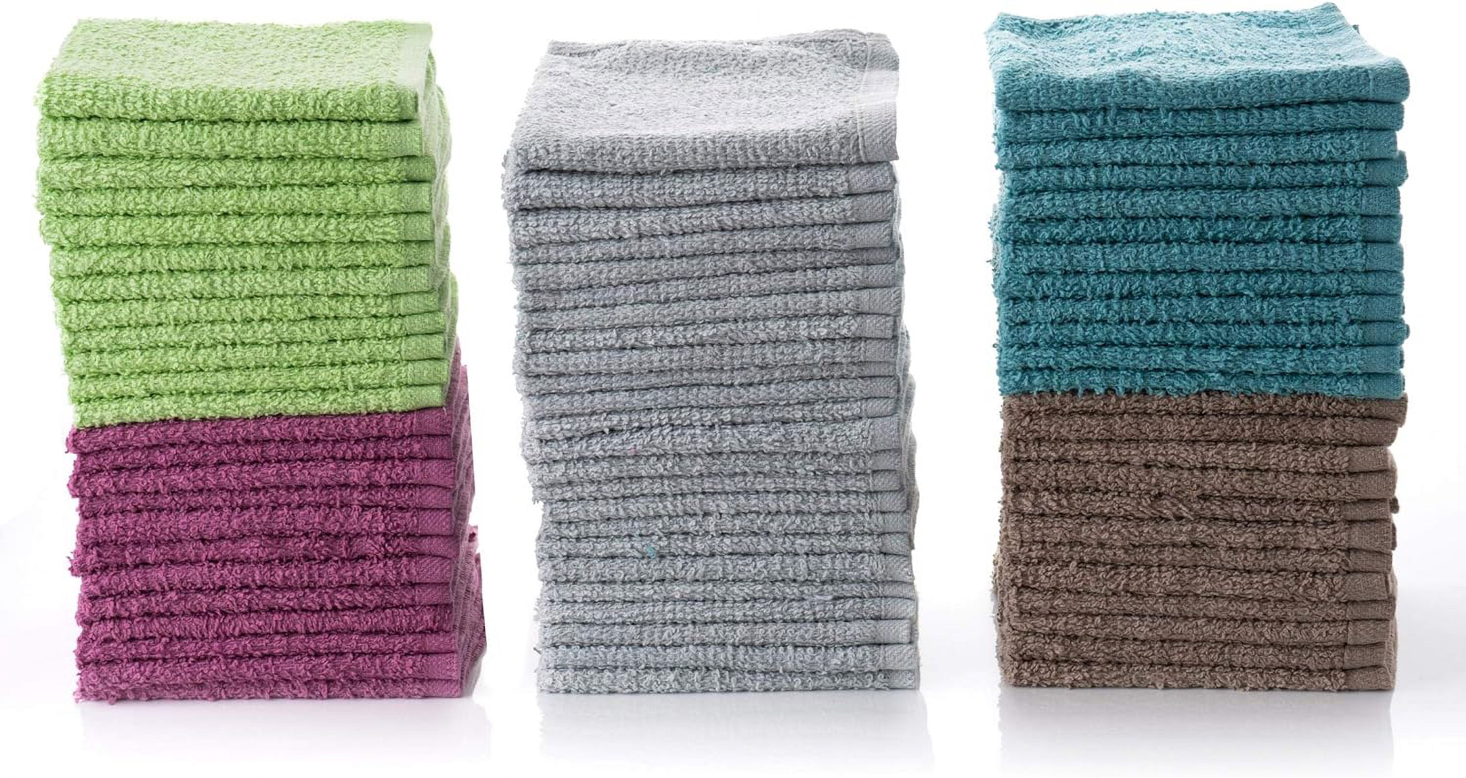 Simpli-Magic Terry Towel Cleaning Cloths for Home & Commercial Use Multicolor Hand Towels, 50-Pack