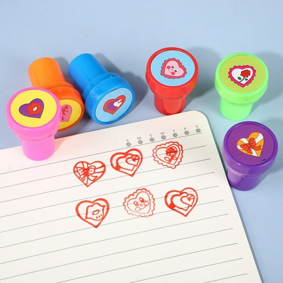 Amosfun 20Pcs Assorted Color Heart Stampers Compact Self Inking Stamps for Classroom Rewards