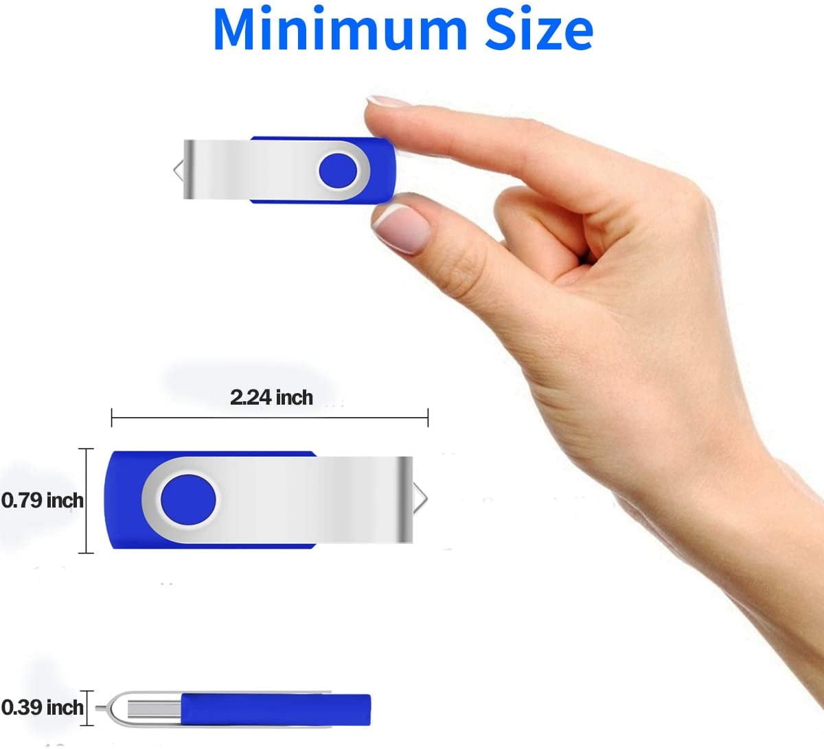 Flash Drive USB 2.0 Metal Rotating U Disk (50PACK*512MB Blue)