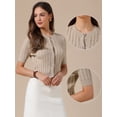 thumbnail image 2 of DARING DIVA Women's Short Sleeve Button Down Cable Knit Dressy Sweater S Khaki, 2 of 6