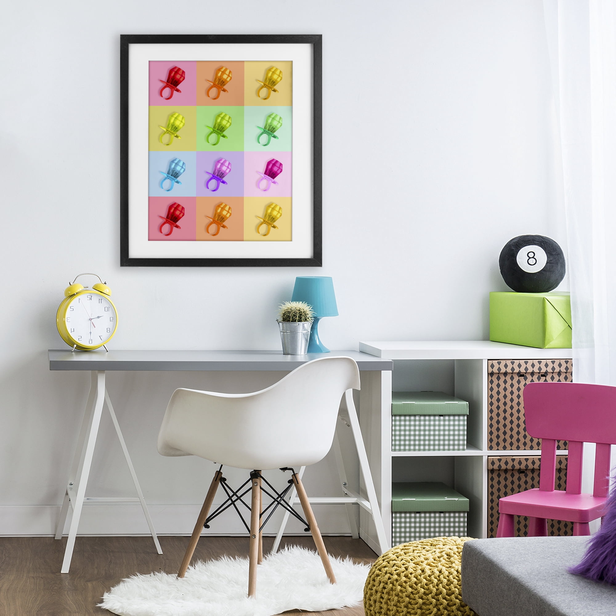 Stupell Industries Candy Gem Pop Grid Black Framed Print Under Glass, design by LISH Creative