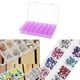 thumbnail image 2 of Caja de almacenamiento de plástico con 28 ranuras, vitrina de joyería con diamantes de imitación para decoración de uñas (púrpura Tmvgtek Oficina Multiescena Multifunción, 2 of 6