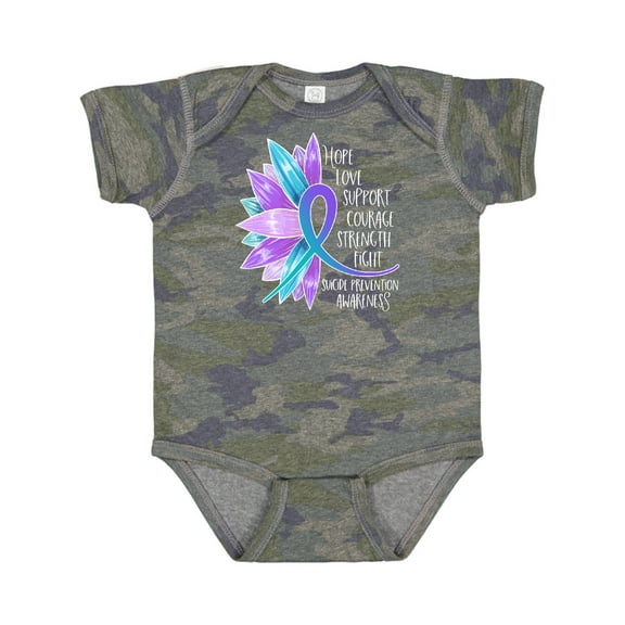 Inktastic Suicide Prevention Awareness Purple Teal Sunflower Ribbon Boys or Girls Baby Bodysuit