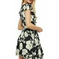 thumbnail image 2 of FREE PEOPLE Womens Black Tie Floral Flutter Sleeve Surplice Neckline Short Cocktail Wrap Dress XS, 2 of 2