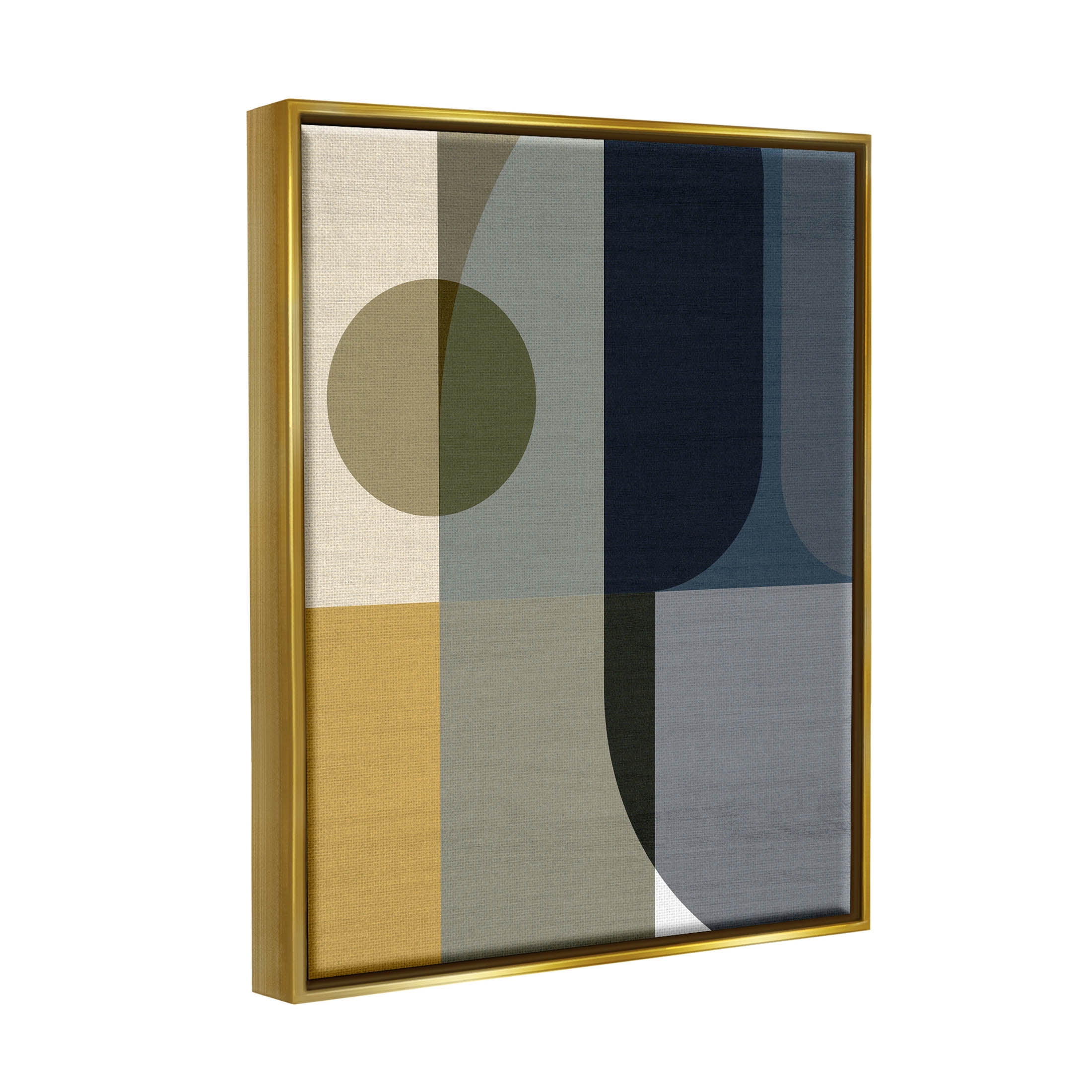 Distinct Geometric Layered Shapes Abstract Graphic Art Metallic Gold Framed Art Print Wall Art