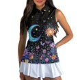 thumbnail image 3 of Whosucclay Moon Star Flower Field Golf Shirts for Women, V Neck Fashion Athletic Tops for Sport Outdoor XS - 2XL, 3 of 7