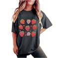thumbnail image 2 of Plus Size Tops for Women LEBONYARD Summer Tops for Women Clearance under $10,Women's Fashion Summer Round Neck Drop Sleeves Leisure Short Sleeve Fruit Printing Tops Dark Gray S, 2 of 7