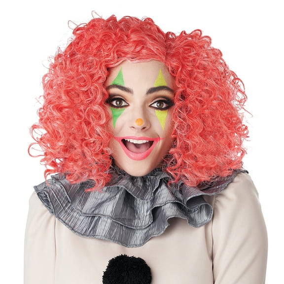Pink Corkscrew Clown Wig Costume Accessory