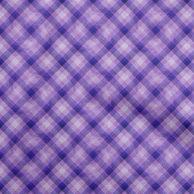oneOone Cotton Poplin Purple Fabric Check Sewing Material Print Fabric By The Yard 42 Inch Wide