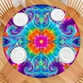 thumbnail image 2 of Colorful Rainbow Tie Dye Spiral Pattern Round Fitted Tablecloth with Elastic Edge,Dining Table Cover Waterproof,Outdoor Round Tablecloth for Camping,Dining,Indoor and Outdoor, 2 of 7