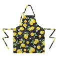 thumbnail image 2 of Yellow Lemon Fruit Flowers Black Pattern Apron-Garden Aprons for Women with Pockets-Cotton Linen Waterproof Kitchen Cooking Gardening Aprons Adjustable for Kitchen,Cooking,BBQ and Salon 33x27 Inch, 2 of 7