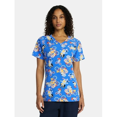 Bluey Women's Graphic Scrub Top, Sizes S-3XL
