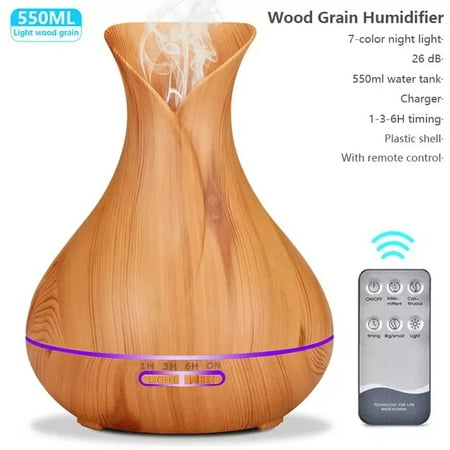 

Wood Essential Oil Diffuser Ultrasonic USB Air Humidifier With 7 Color LED Lights Remote Control Office Home Difusor