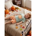 thumbnail image 4 of Cjfdfy Toddler Baby Boy Halloween Thanksgiving Outfits Infant Baby Boys Summer Fall Clothes Pumpkin Embroidery Short Sleeve Pumpkin T Shirt Tops and Elastic Waist Plaid Shorts 2Pcs Set, 4 of 9
