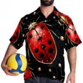 thumbnail image 4 of Seven Starred Ladybird Men's Short Sleeve Beach Shirts, Hawaiian Printed Button Down Summer Casual Unisex Men's Shirts, 4 of 6