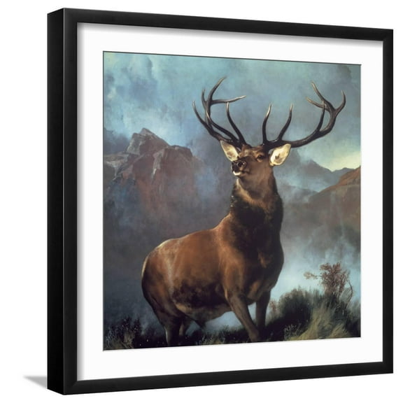 Art.com Monarch of the Glen Art Print by Edwin Henry Landseer, Black Frame Wall Art, 21" x 21"