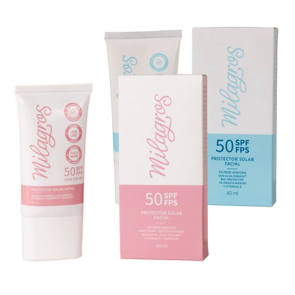 Milagros Protector Solar (Pack 2) Color y Sin Color, Protector Solar Milagros, Milagros Prodcutos Colombianos, Protector Solar Milagros con y sin Color