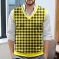 thumbnail image 2 of XIAOCHA Men's Knit Vest V Neck Plaid Print Sweater Warm Casual Office Top, 2 of 6